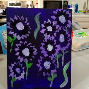Floral Art Canvas with Purple Blooms
